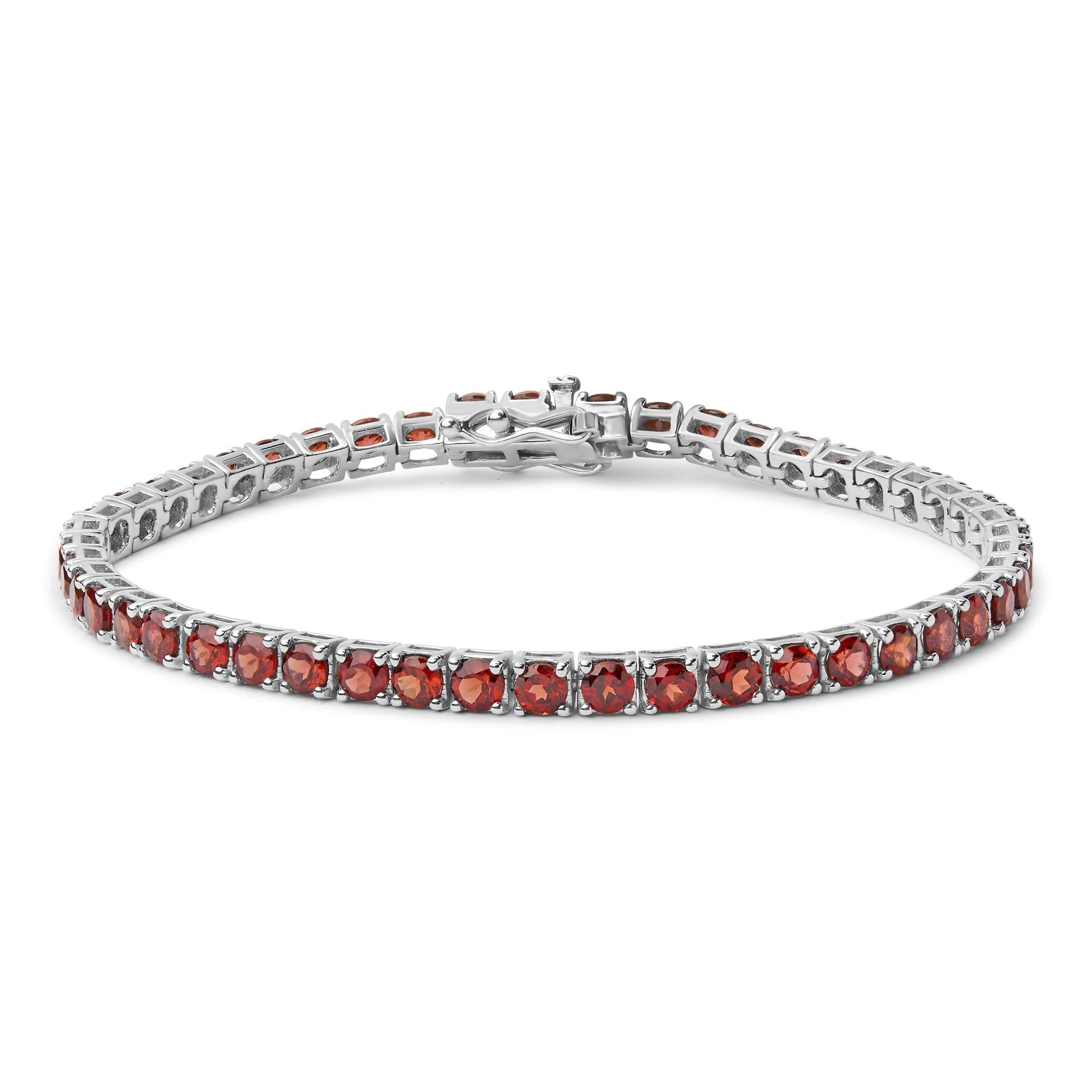 .925 Sterling Silver 10.0 Cttw Created Orange Garnet Tennis Bracelet - 7.25"-0