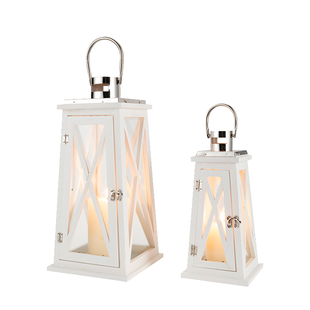 15.5''&22'' H Metal Decorative Candle Holders Rustic Hanging Lantern(Set of 2)