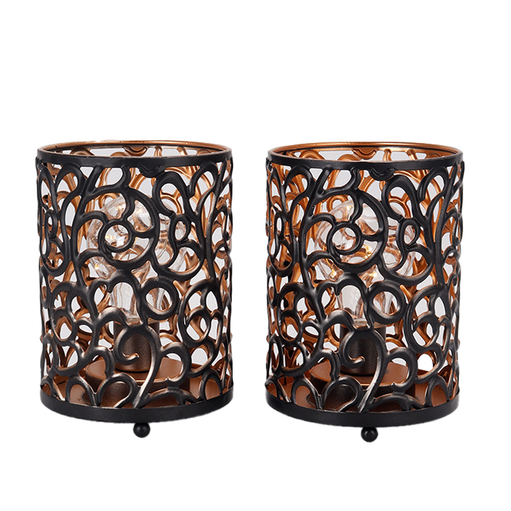 Set of 2 6.5''H Vintage Cordless Lamps with Fairy Lights(Black)