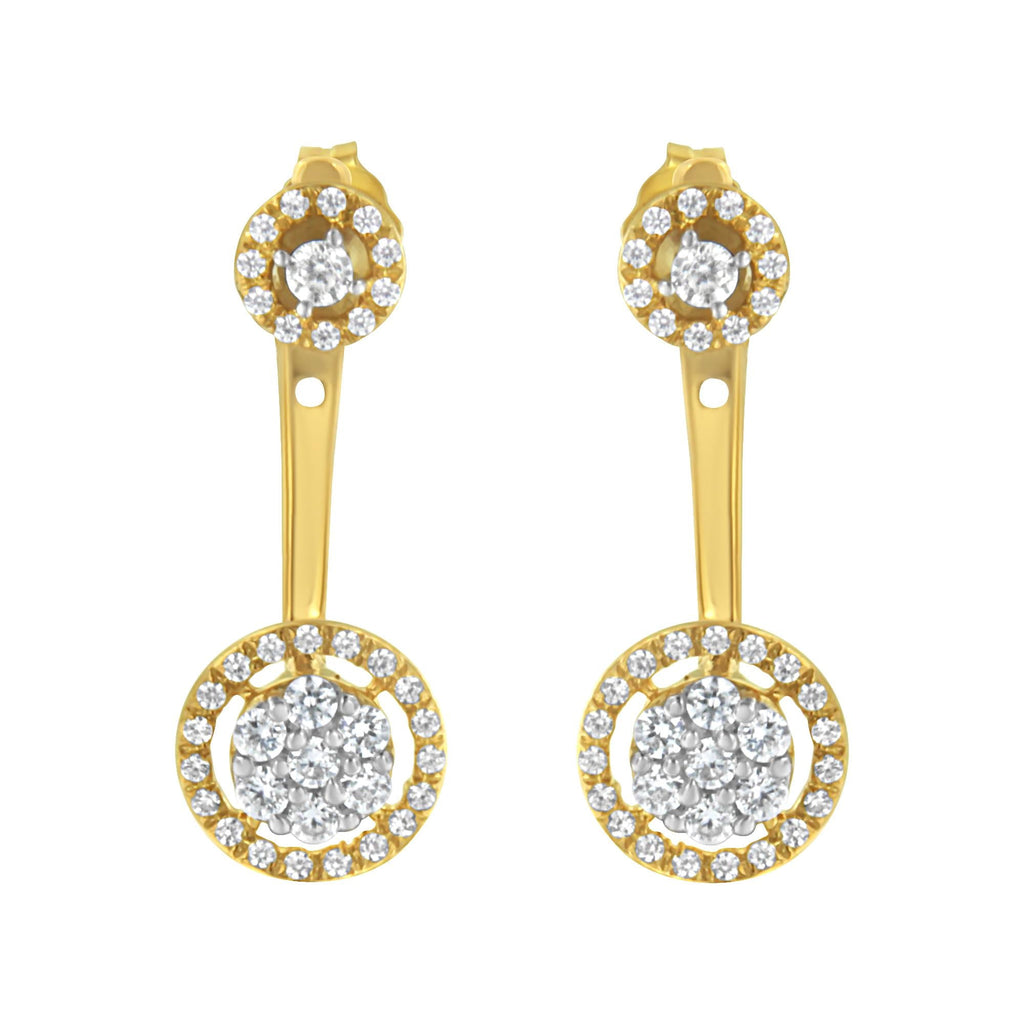 14K Yellow Gold Plated .925 Sterling Silver 5/8 Cttw Diamond Removable Stud and Dangle Earrings (I-J Color, I2-I3)