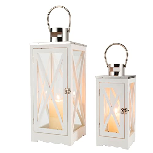 17.5''&24.5'' H Metal Decorative Candle Holders Rustic Hanging Lantern(Set of 2)