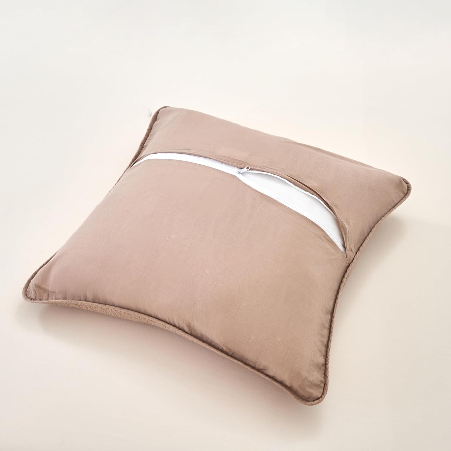 DaDa Bedding Set of 2-Pieces Sandy Beige Taupe Square Cushion Throw Pillow Covers, 18" x 18" (JHW-585)