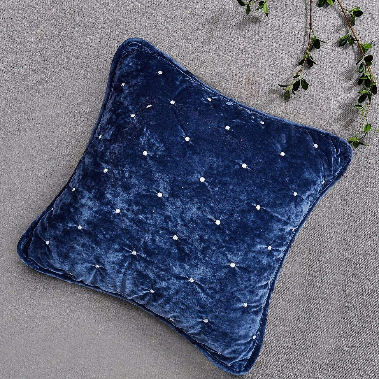 Tache Velvet Dreams Dark Blue Plush Diamond Tufted Cushion Covers / Euro Sham (JHW-853DB)