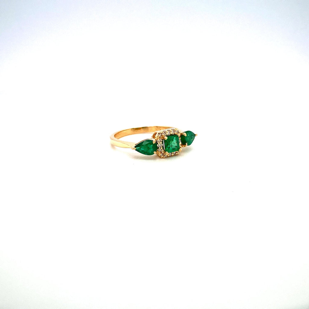 Emerald and Diamond Ring in 14K Yellow Gold - KGR 17128