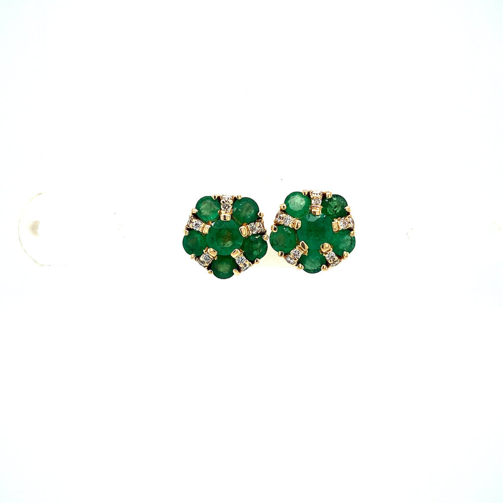 Emerald and Diamond Earring in 14K Yellow Gold - KGT 33568