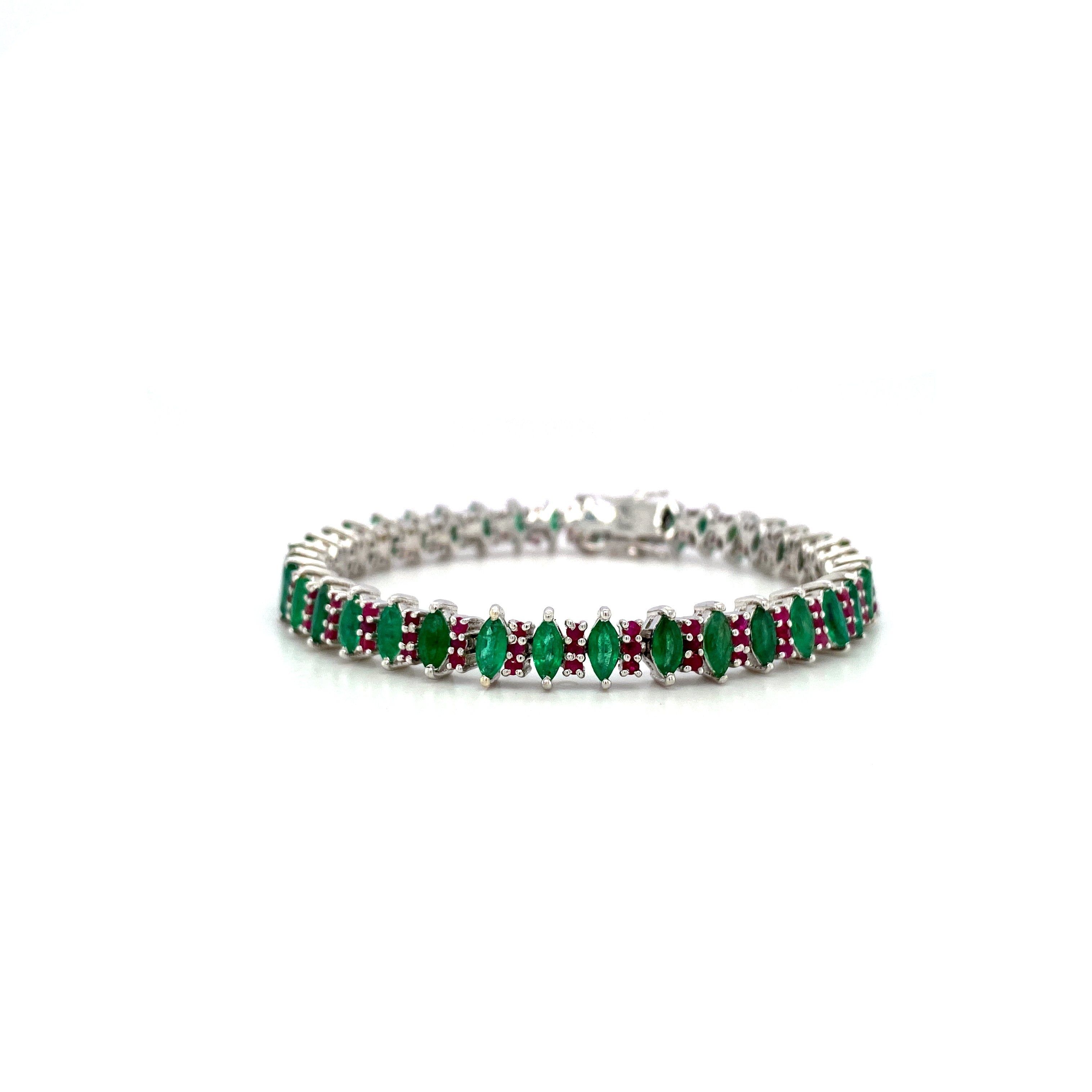 Multi Colour Stone Bracelet in .925 Sterling Silver - KSD 43113