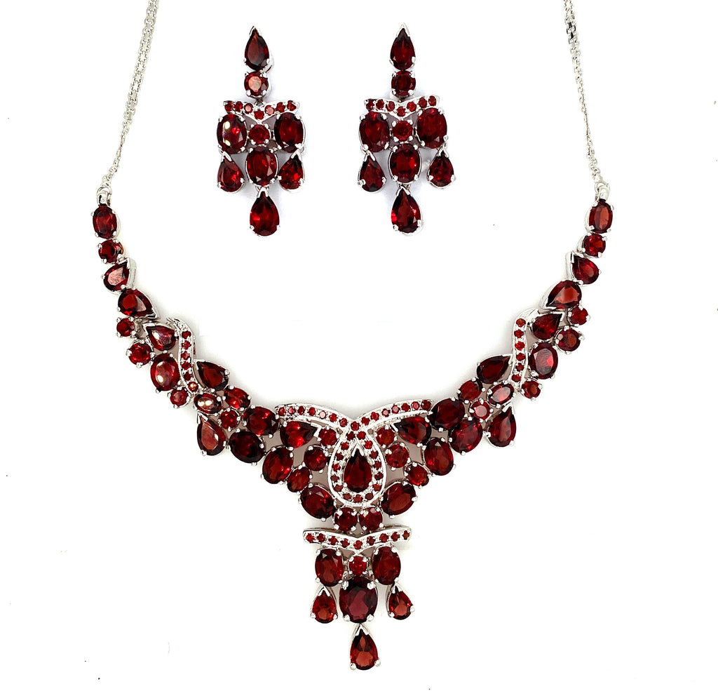 Garnet Necklace Set in .925 Sterling Silver - KSS 6247