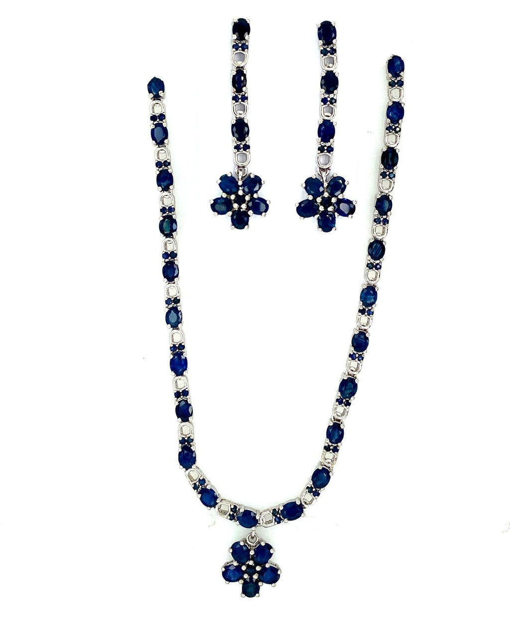 Sapphire Necklace Set in .925 Sterling Silver - KSS 64602