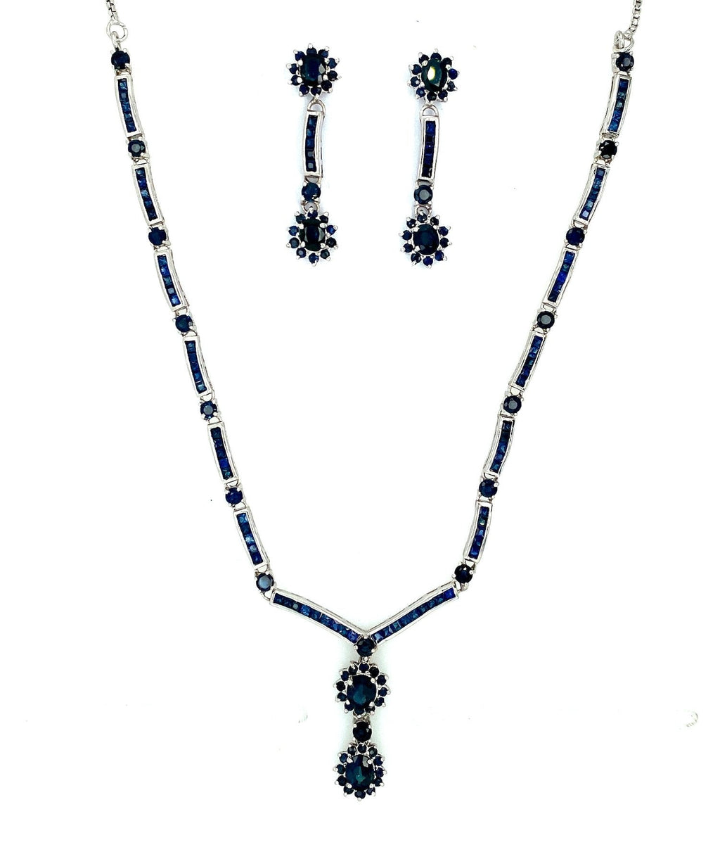 Sapphire Necklace Set in .925 Sterling Silver - KSS 65395