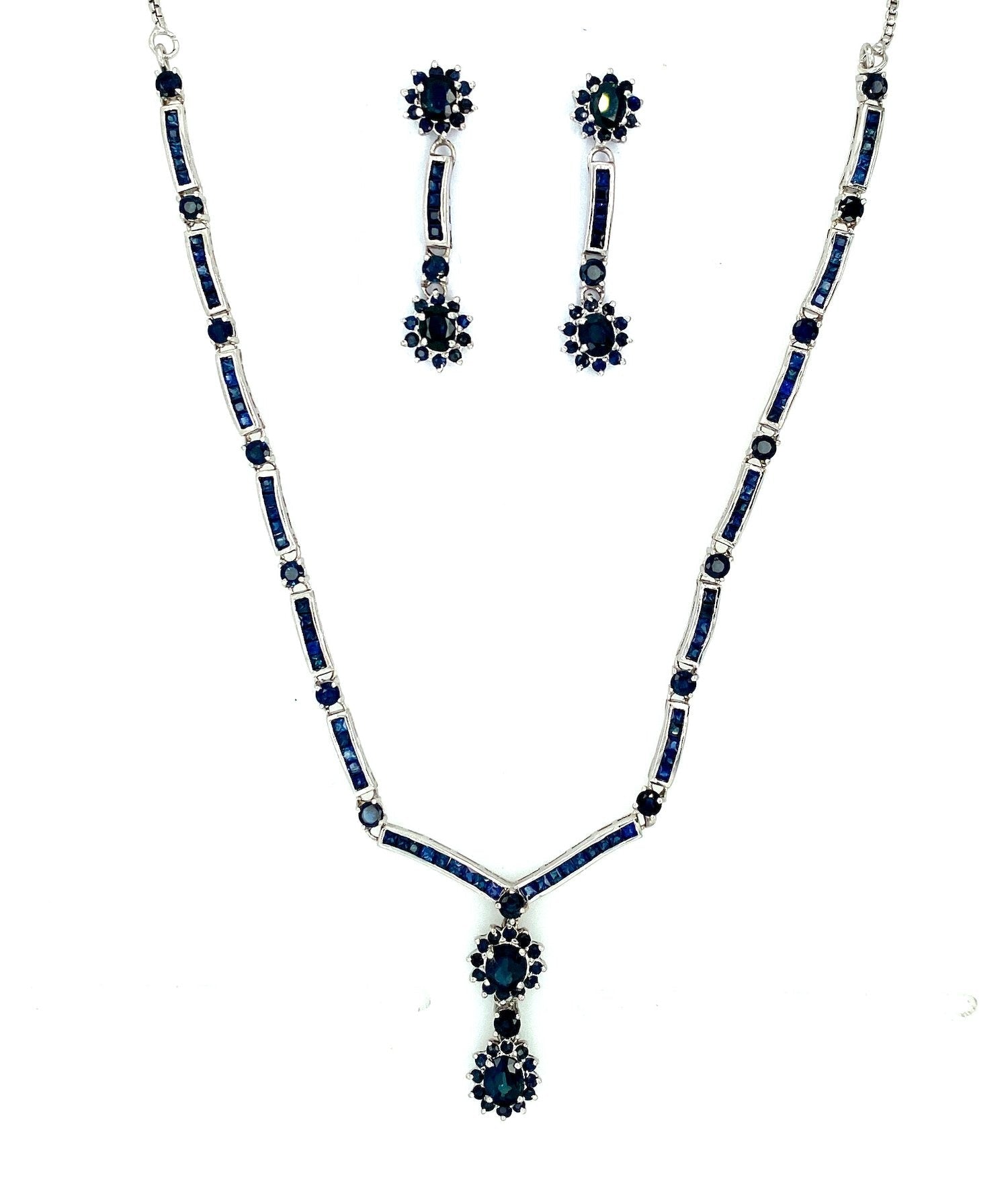 Sapphire Necklace Set in .925 Sterling Silver - KSS 65395