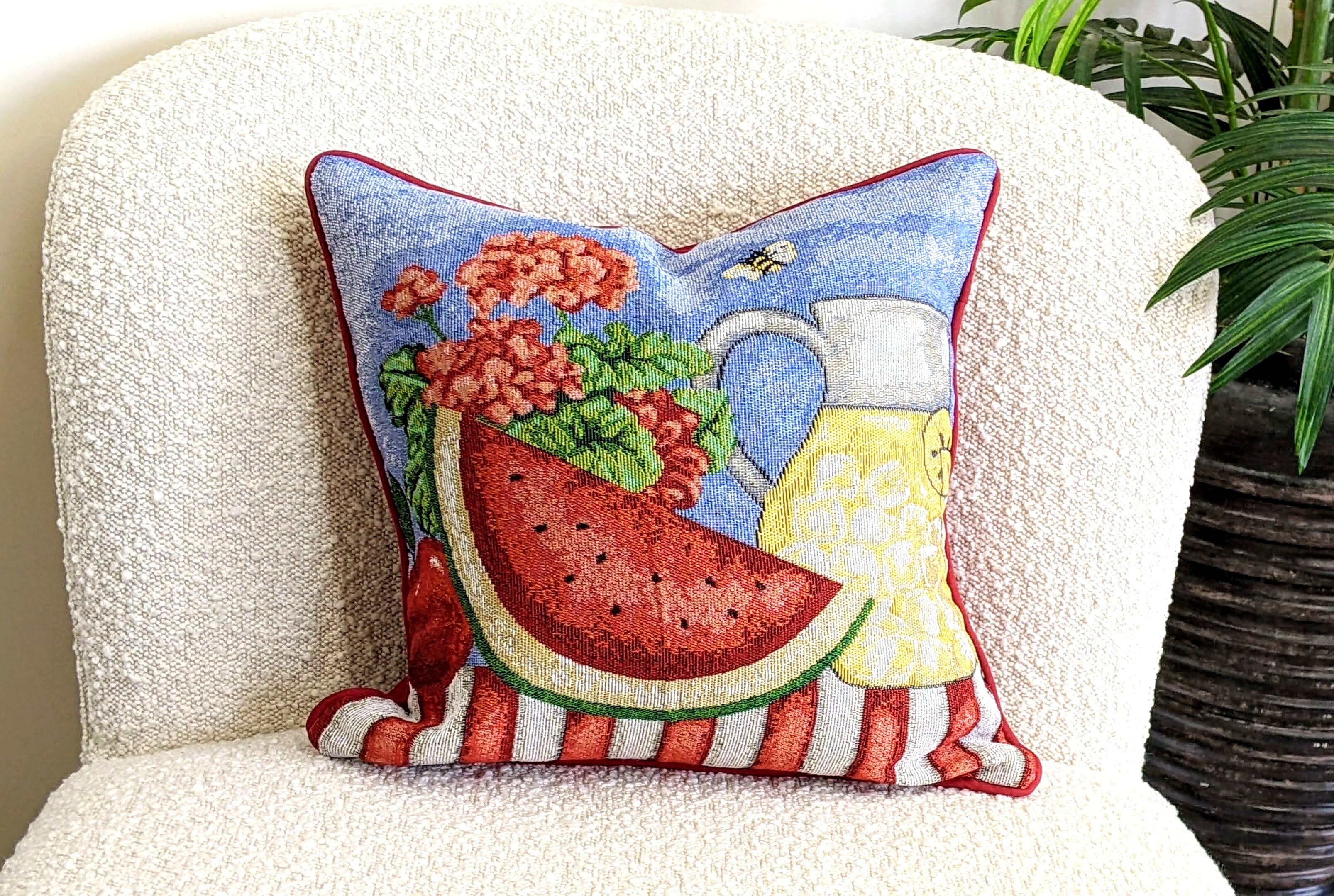 Tache Fruity Drinks Watermelon Lemonade Woven Tapestry Accent Throw Pillow Cover (13082CC)