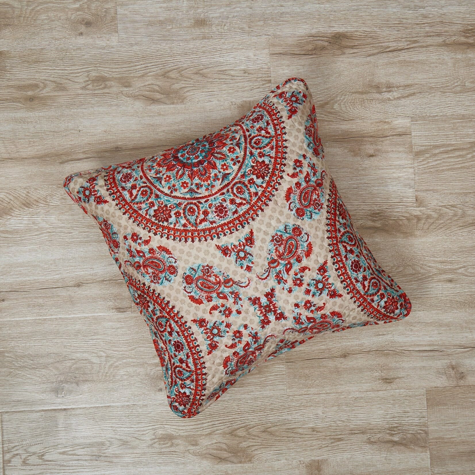 Tache Bohemian Desert Medallion Boteh Paisley Taupe Throw Pillow Covers / Euro Sham (TJ3502)