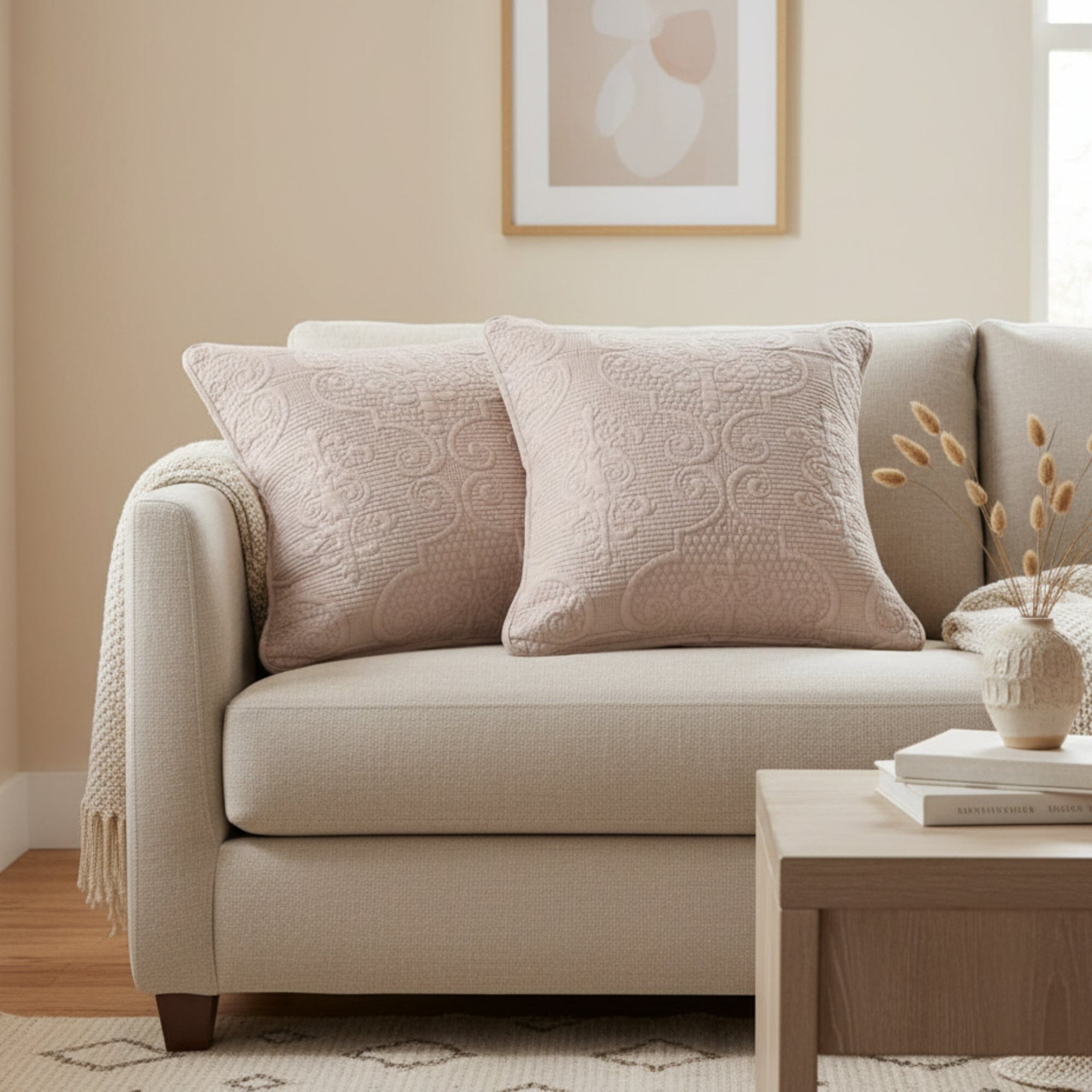 DaDa Bedding Set of 2-Pieces Sandy Beige Taupe Square Cushion Throw Pillow Covers, 18" x 18" (JHW-585)