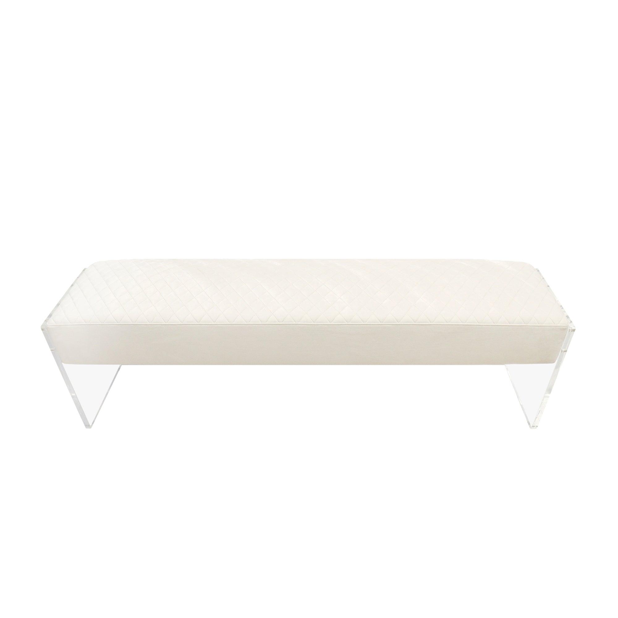 Canvello Acrylic & Velvet Bench, Ivory