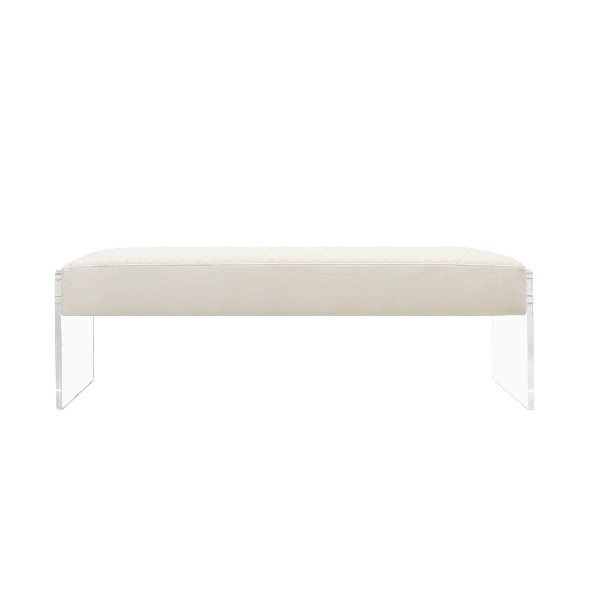 Canvello Acrylic & Velvet Bench, Ivory