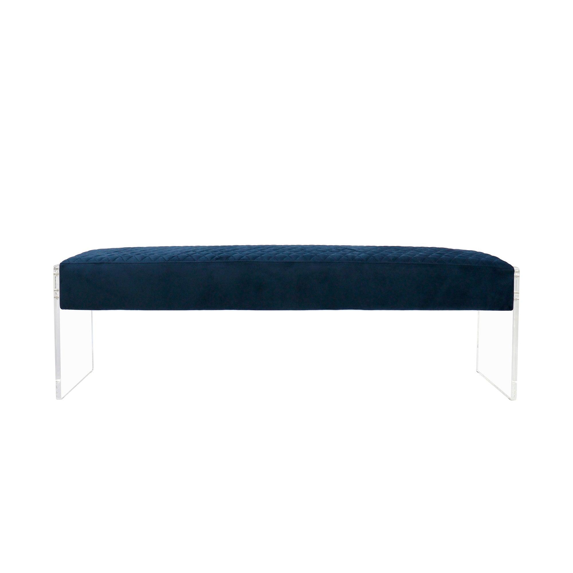 Canvello Acrylic & Velvet Bench, Navy