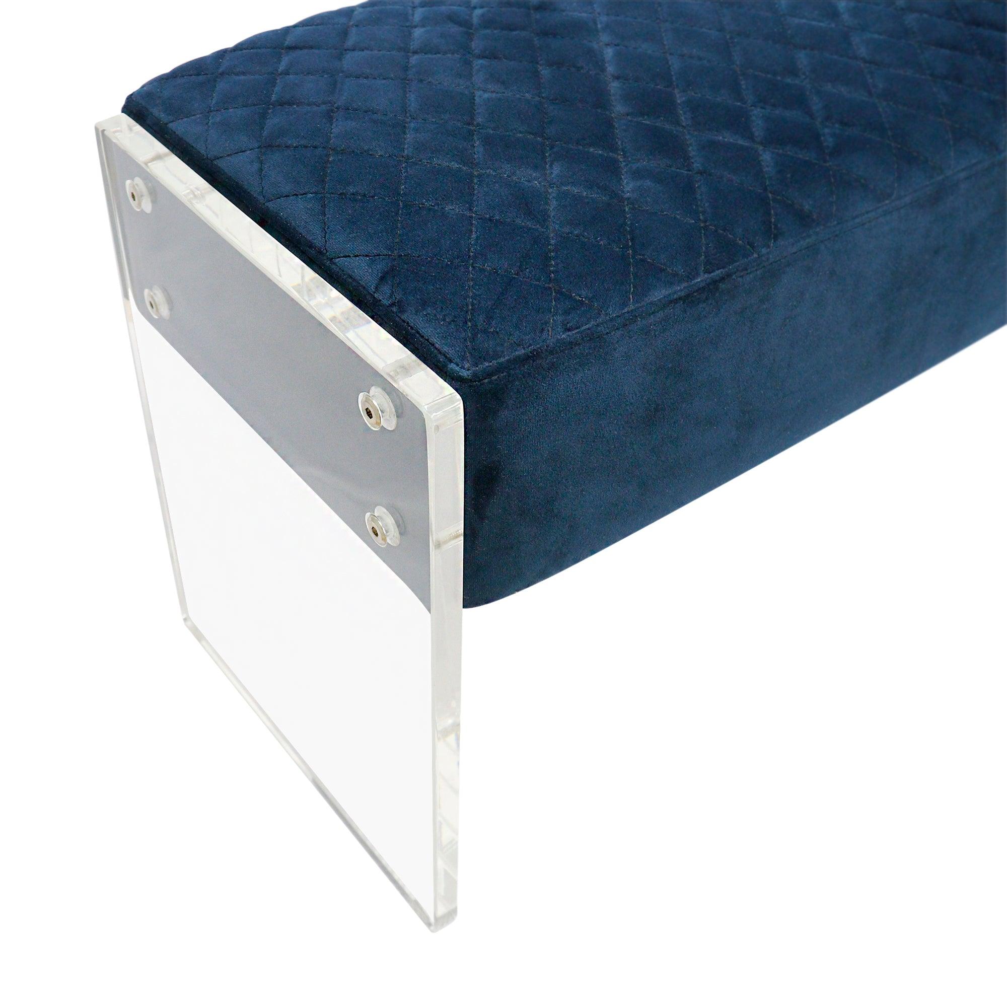 Canvello Acrylic & Velvet Bench, Navy
