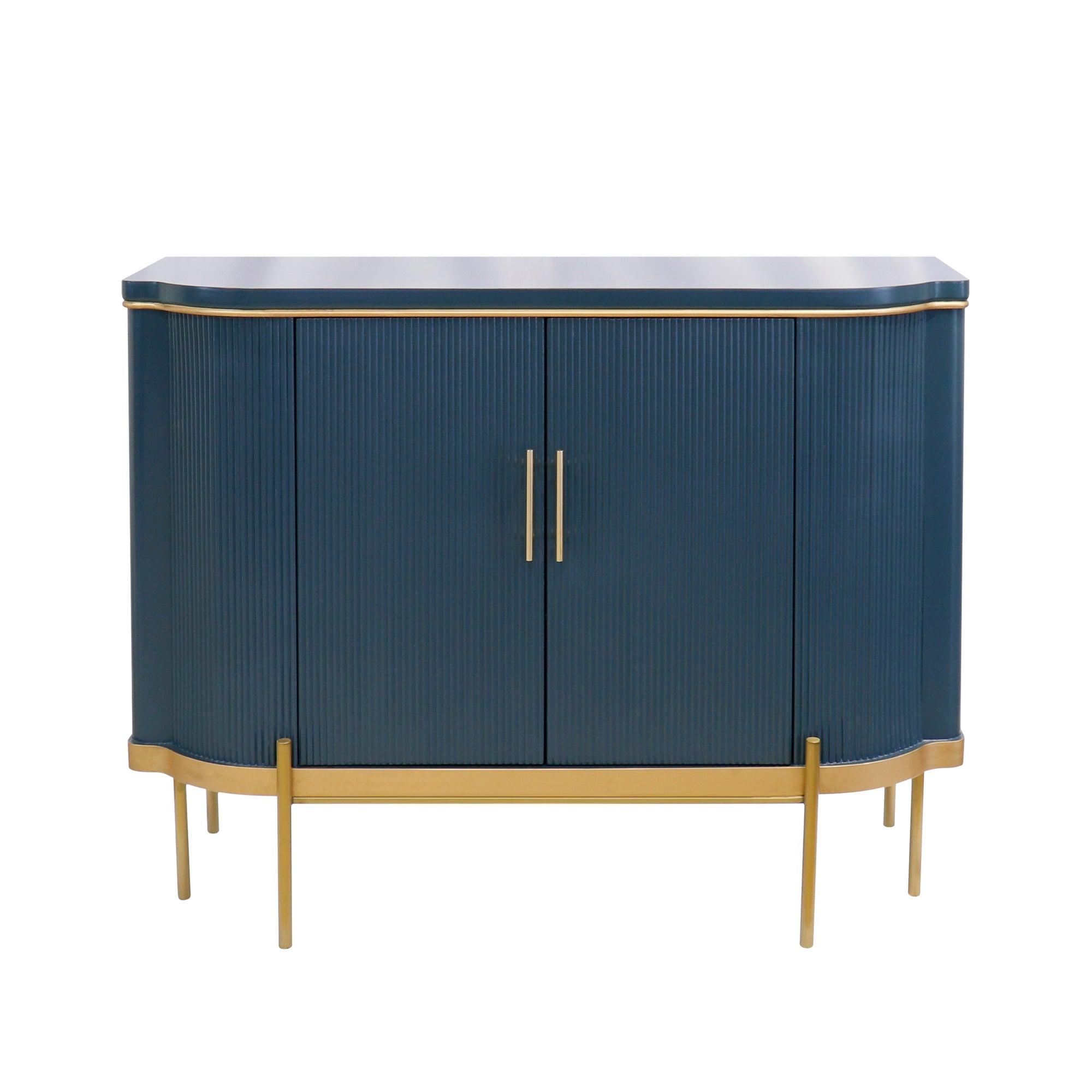 Canvello Amelia Teal Cabinet, 2 Doors & Gold Polished Metal Frame - Cabinets for Living Room, Home Office, Bedroom
