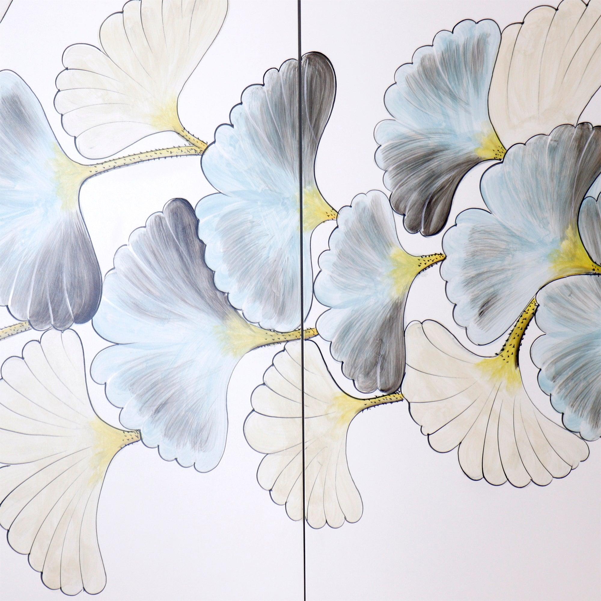 Canvello Annabelle Sideboard with 4 Floral Doors, 2 Drawers & Bronze Metal Frame