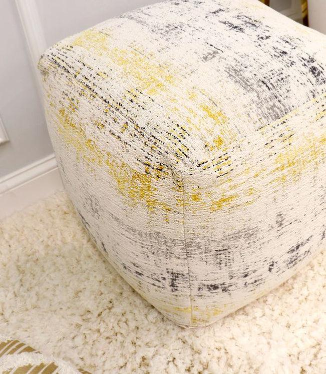 Canvello Grand Canyon Distressed Cotton Pouf (Distressed, 17" x 17" x 17")