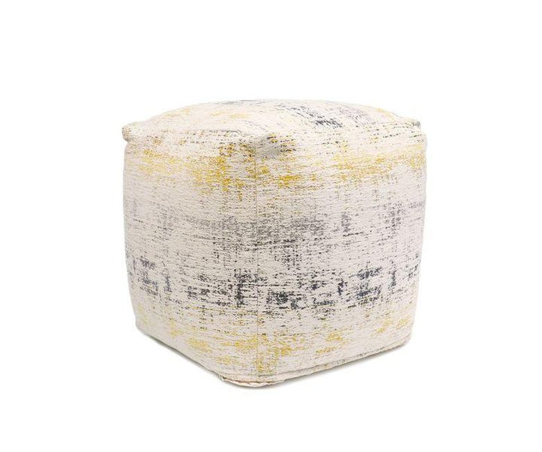 Canvello Grand Canyon Distressed Cotton Pouf (Distressed, 17" x 17" x 17")