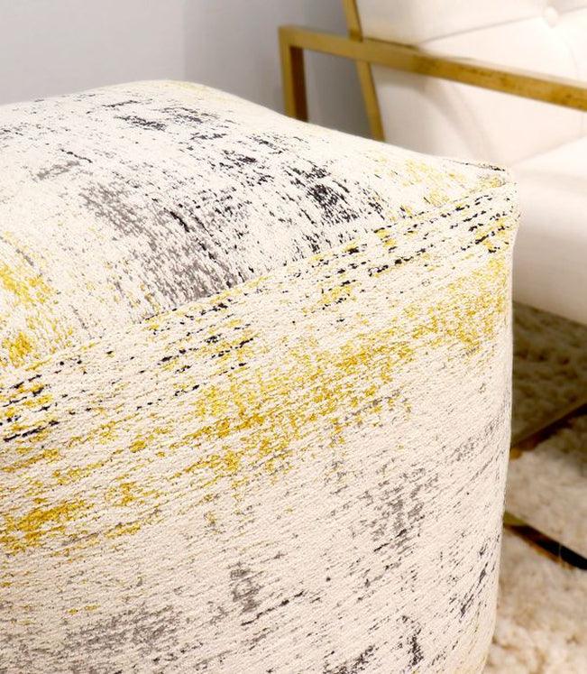 Canvello Grand Canyon Distressed Cotton Pouf (Distressed, 17" x 17" x 17")