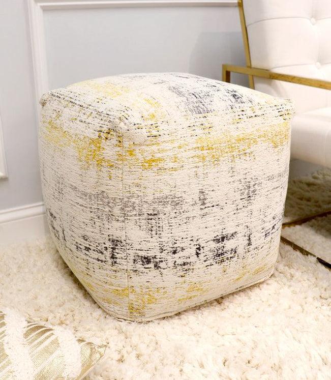 Canvello Grand Canyon Distressed Cotton Pouf (Distressed, 17" x 17" x 17")