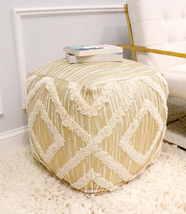 Canvello Home Grandcanyon Cotton Pouf (Ivory)