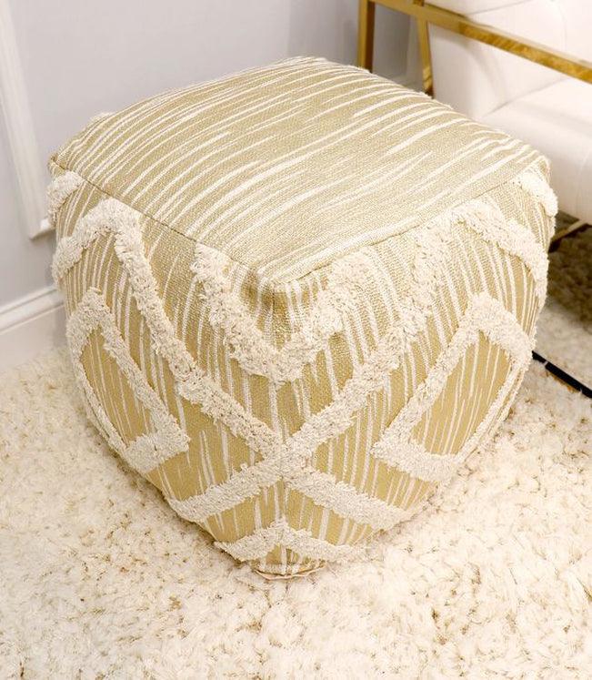 Canvello Home Grandcanyon Cotton Pouf (Ivory)