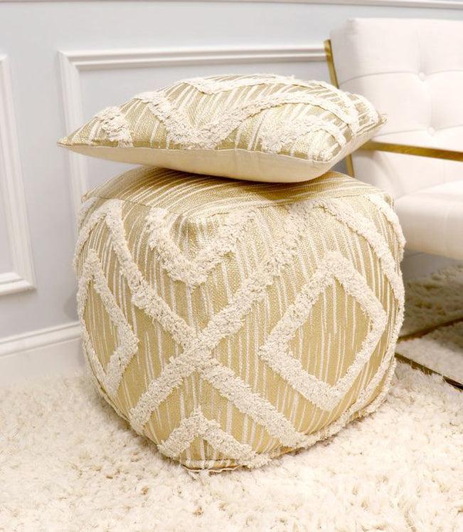 Canvello Home Grandcanyon Cotton Pouf (Ivory)
