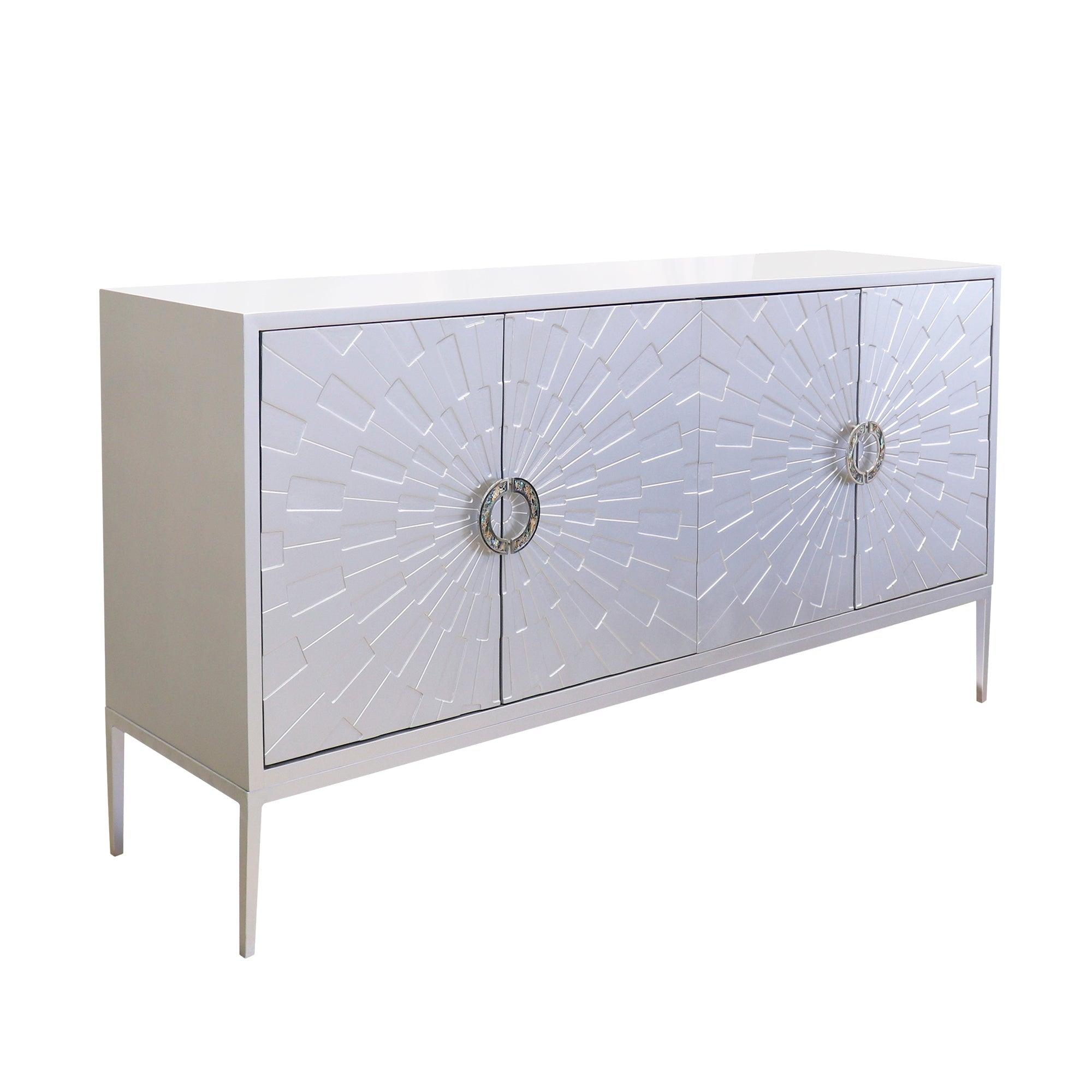 Canvello Luna Sideboard, 4 Doors with 2 Chrome Polished Metal Handle