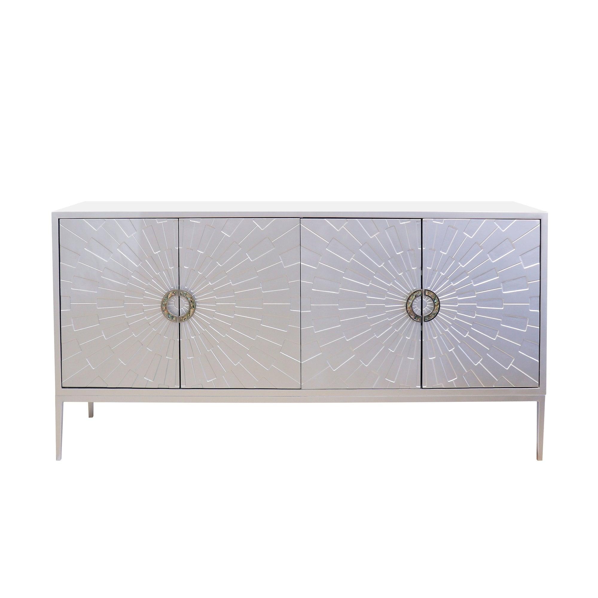 Canvello Luna Sideboard, 4 Doors with 2 Chrome Polished Metal Handle