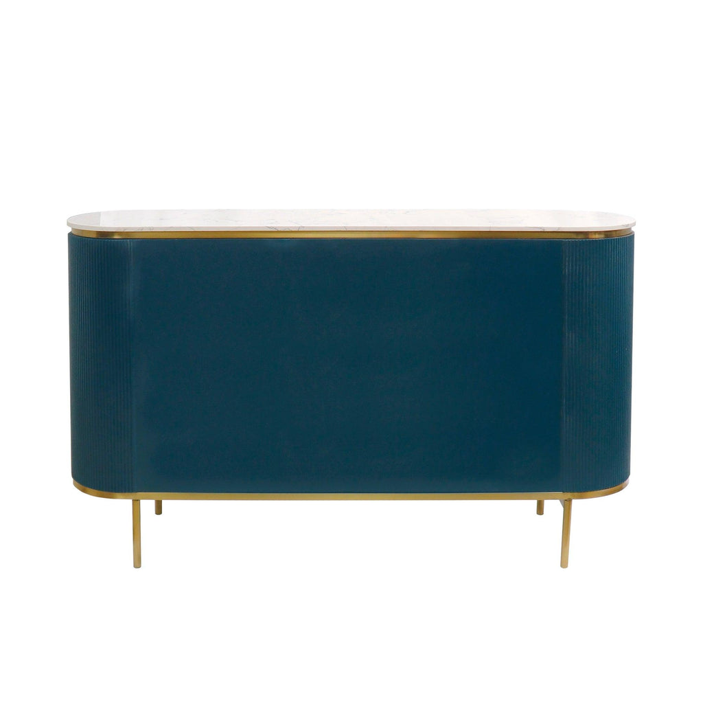 Canvello Theodore Marble Top Metal Frame Sideboard, Green/Gold