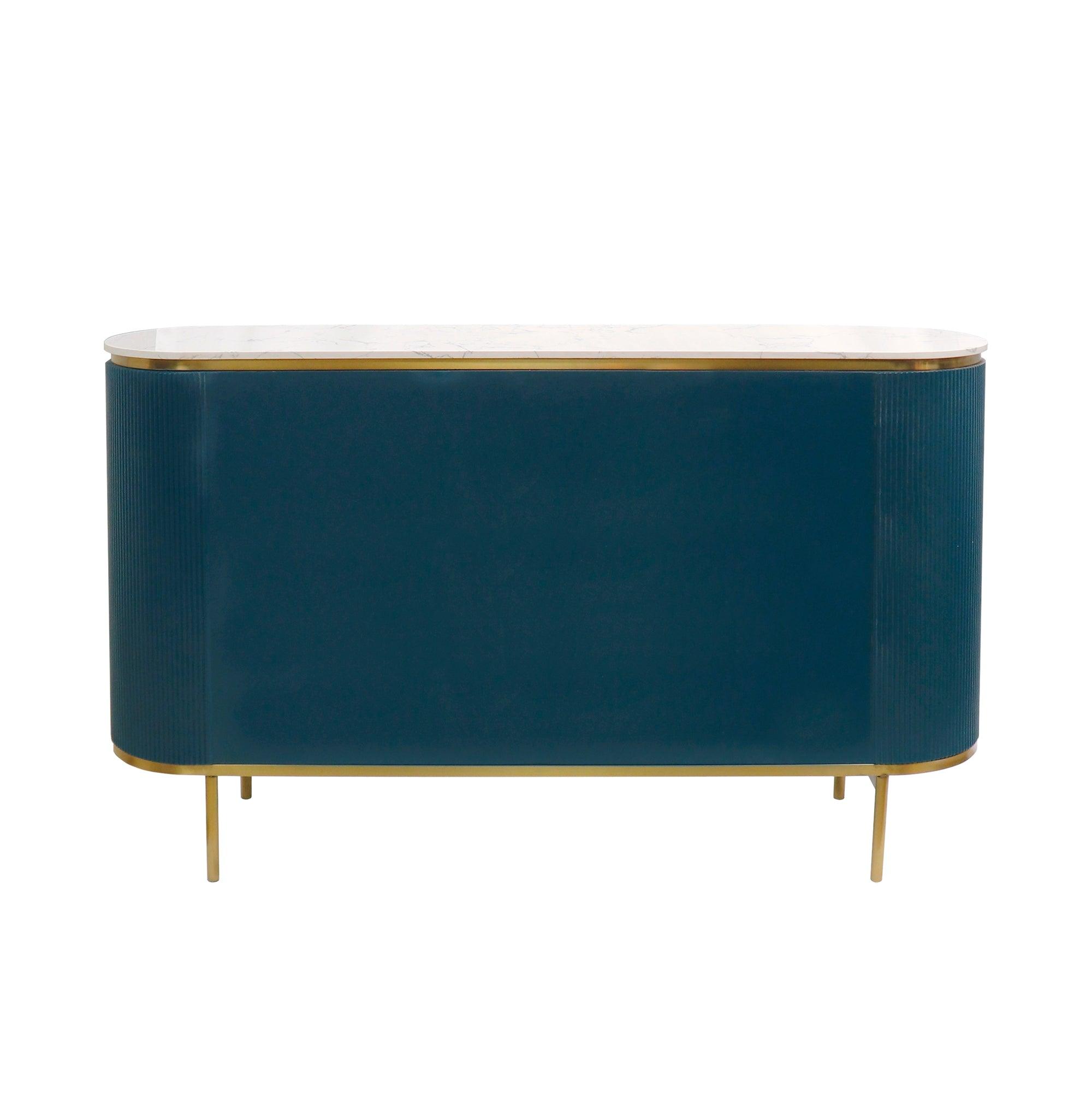 Canvello Theodore Marble Top Metal Frame Sideboard, Green/Gold