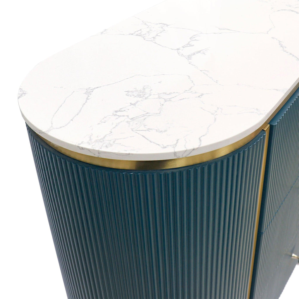 Canvello Theodore Marble Top Metal Frame Sideboard, Green/Gold