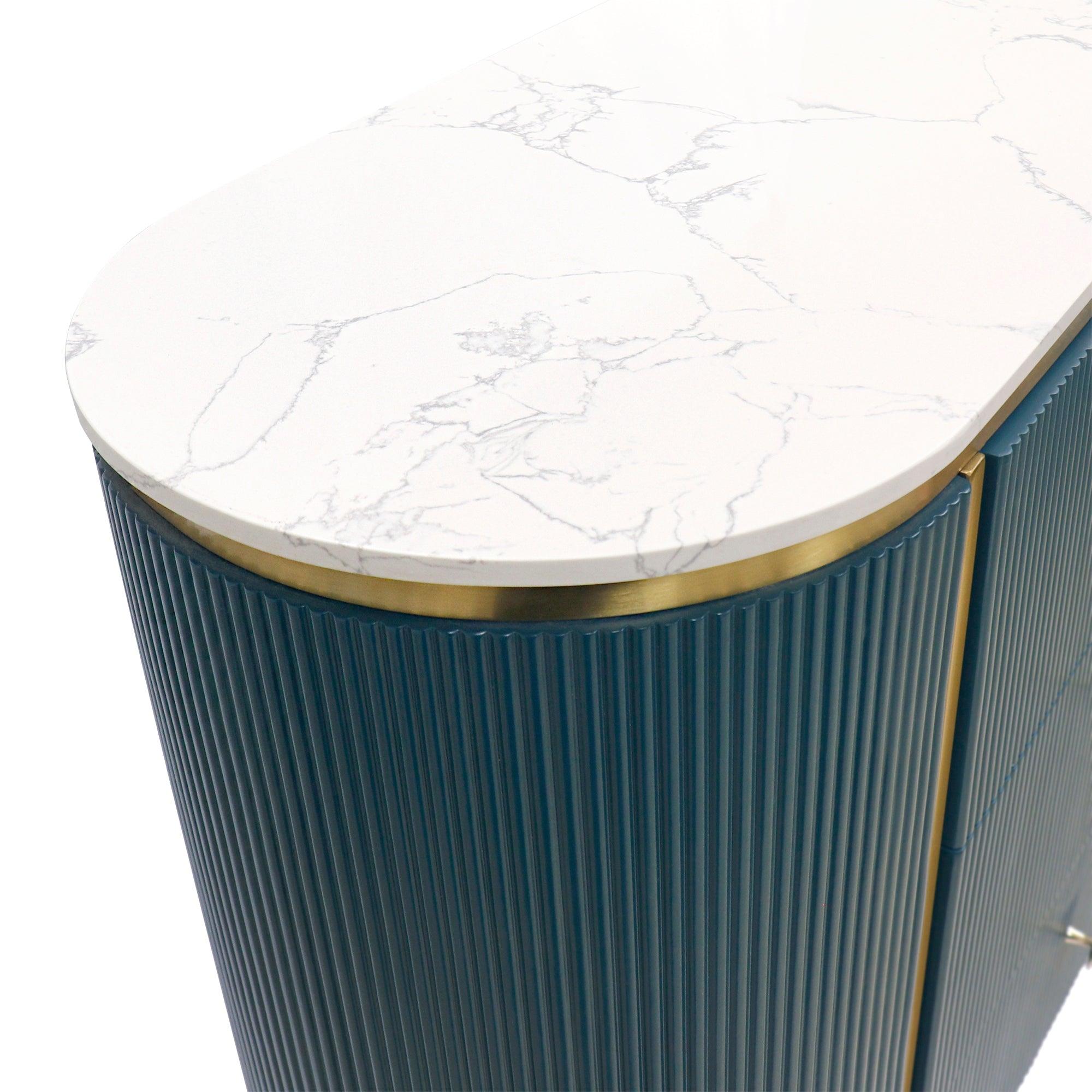 Canvello Theodore Marble Top Metal Frame Sideboard, Green/Gold