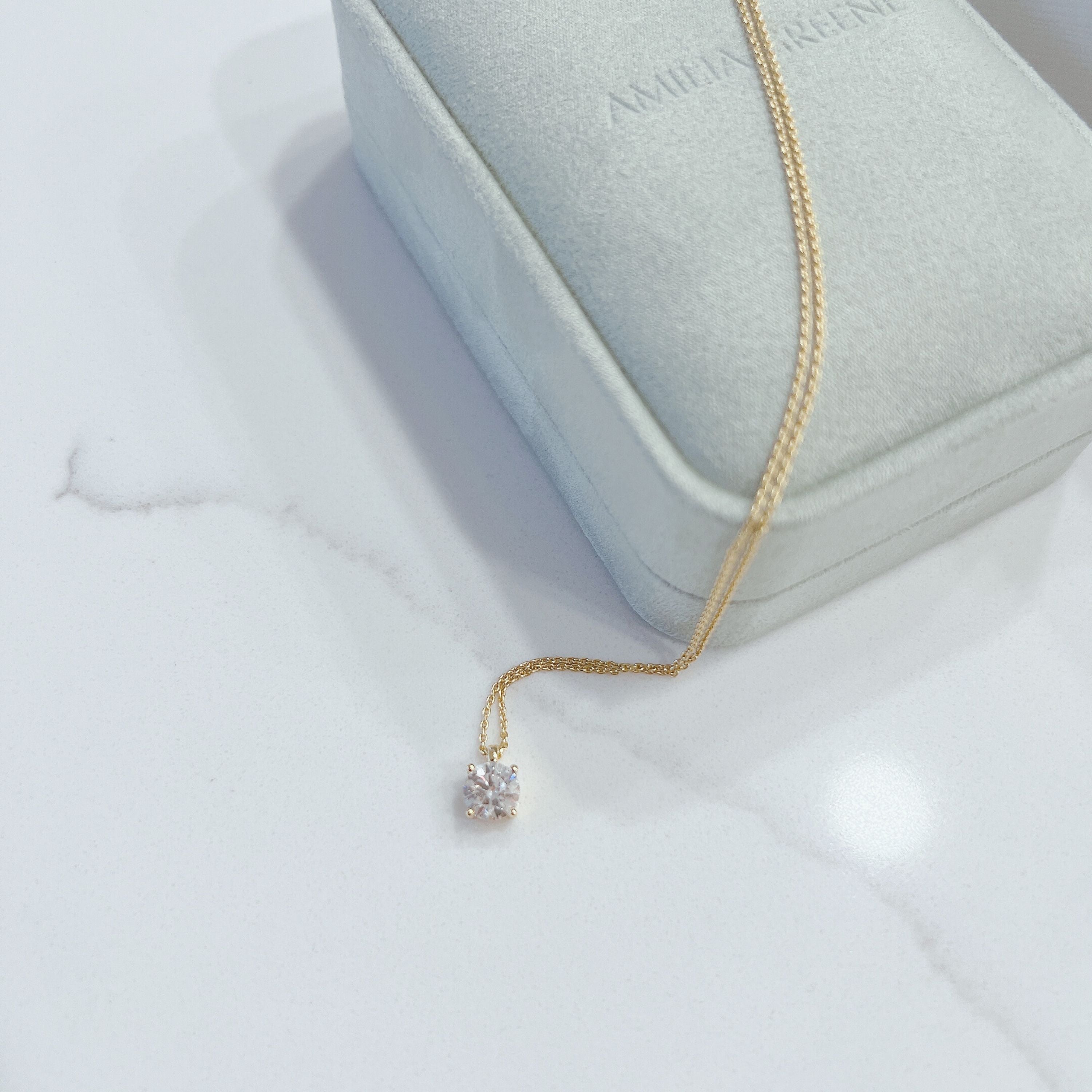 1 Carat Solitaire Diamond Adjustable Necklace - Yellow Gold Plated Sterling silver-2