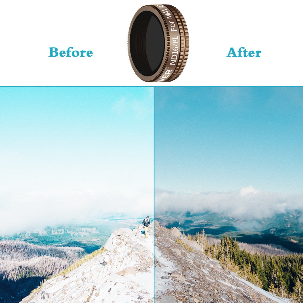 6 Pieces Pro Lens Filter Kit for DJI Mavic Air Drone Quadcopter Includes: ND4  ND8  ND16  ND4/PL  ND8/PL  ND16/PL (Gold)