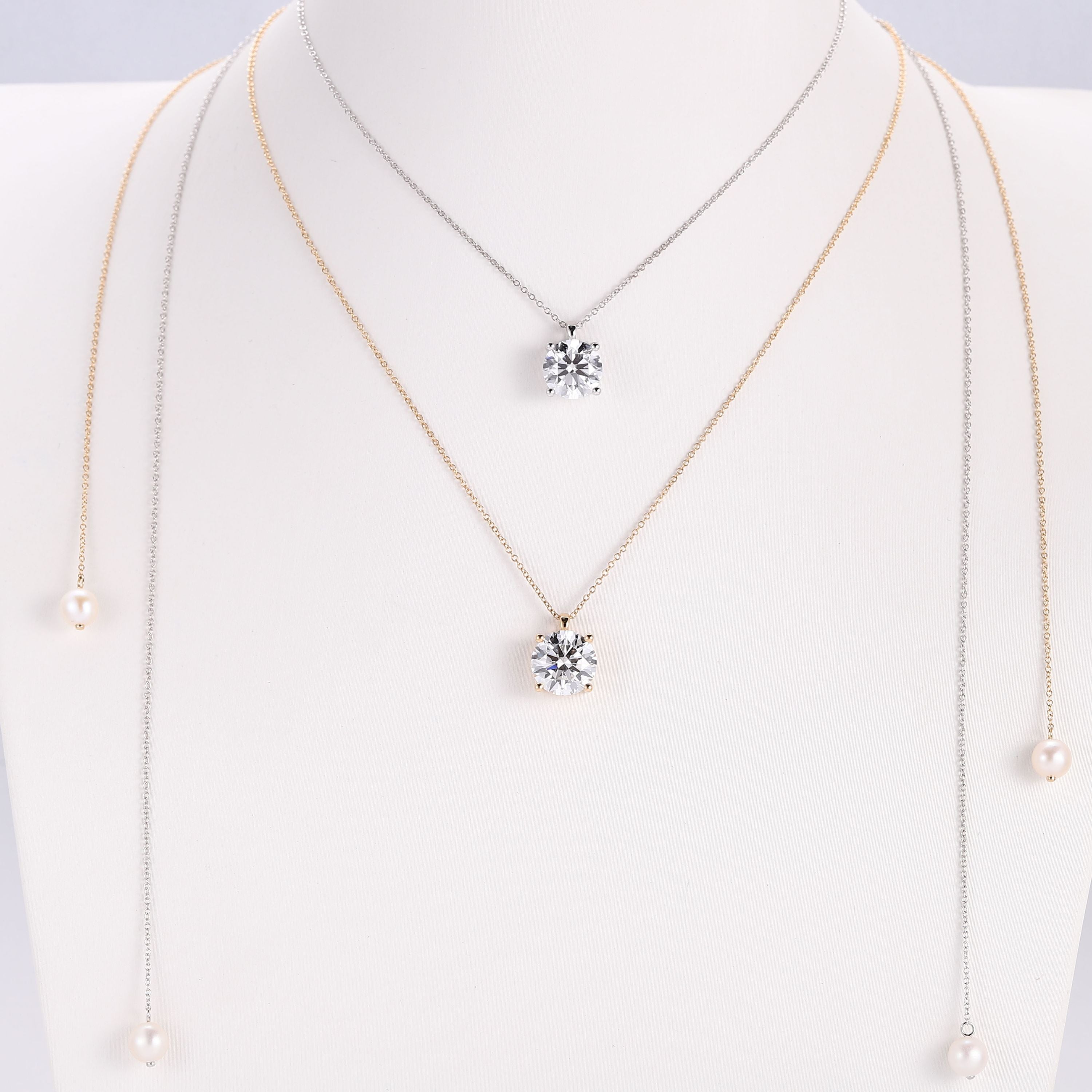 1 Carat Solitaire Diamond Adjustable Necklace - Yellow Gold Plated Sterling silver-1